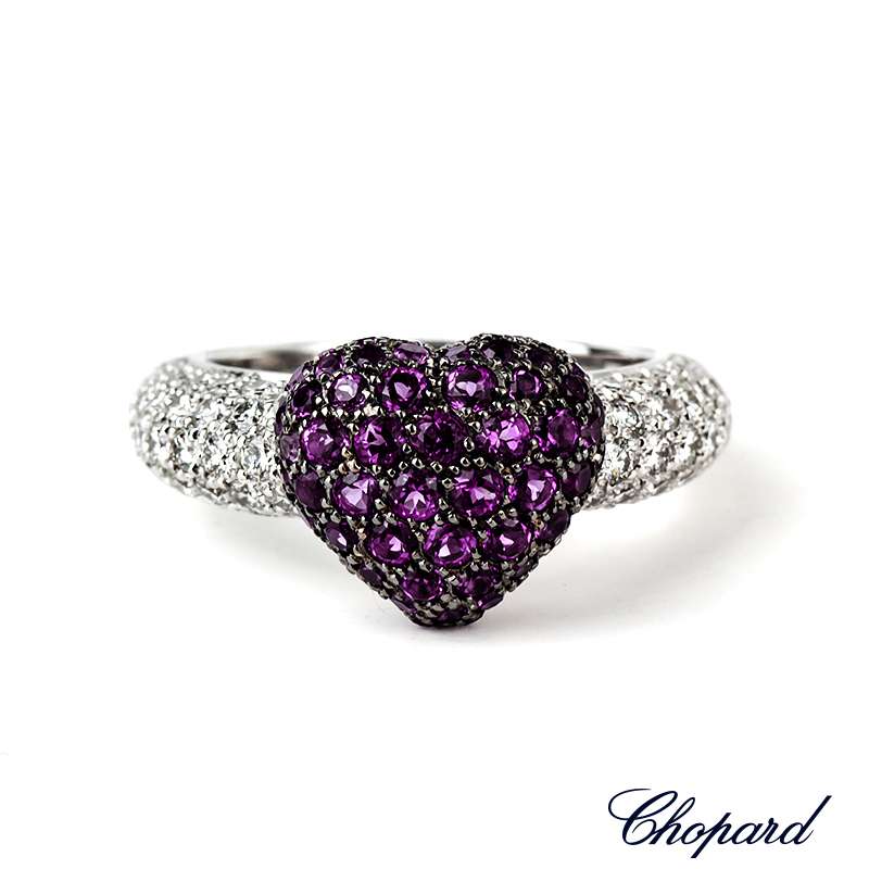 Chopard 18k White Gold Diamond and Amethyst Ring 82 4513 1733