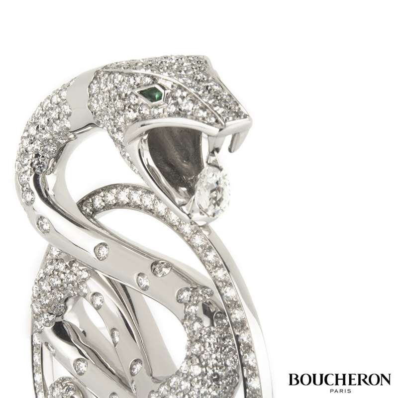 Boucheron 18k White Gold Trouble Diamond Pendant B&P 6.75ct | Rich Diamonds