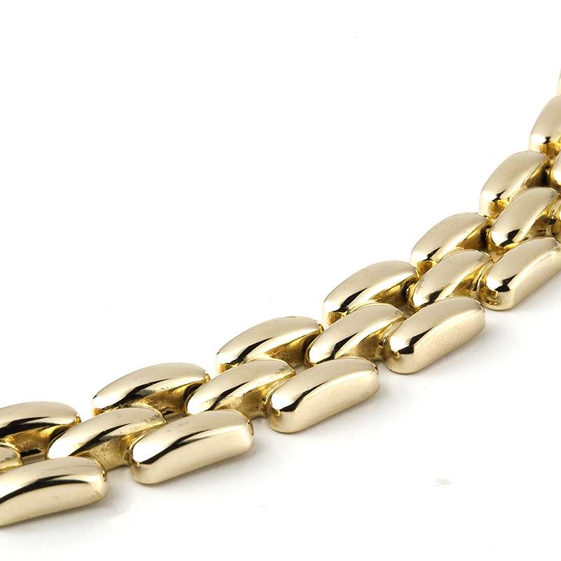 18YG Flat Link Necklace | Rich Diamonds