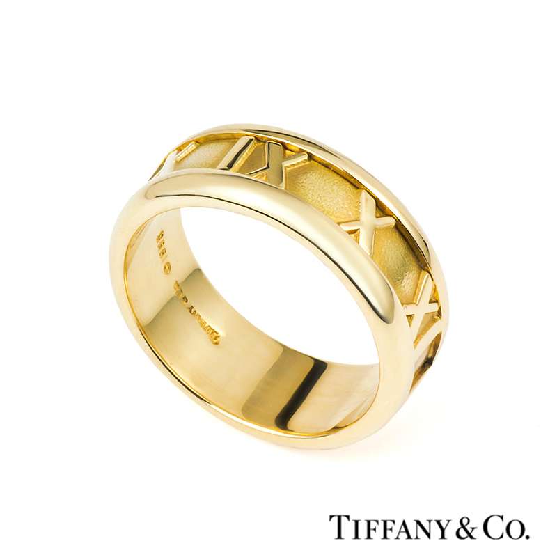 18ct Yellow Gold Tiffany Roman Numeral Ring- Size L