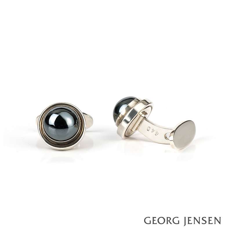Georg Jenson Silver Haematite Cufflinks | Rich Diamonds