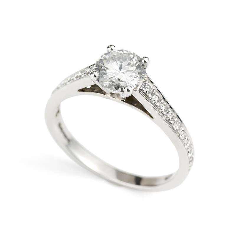 Platinum 0.80ct E/SI1 Round Diamond Ring | Rich Diamonds