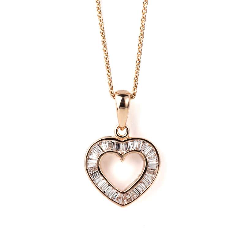 18ct Rose Gold Pink Diamond Heart Pendant 0.35ct Total | Rich Diamonds