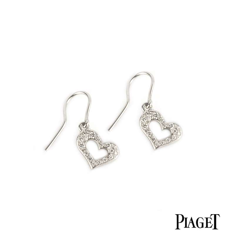 Piaget 18k White Gold Diamond Set Heart Earrings B P G38L3600