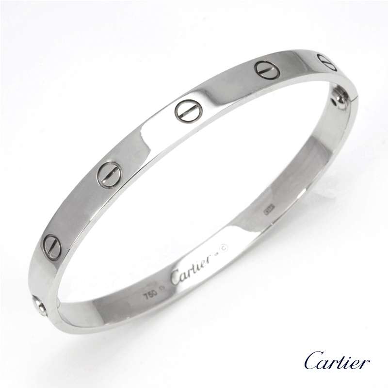 Cartier 18k White Gold Love Bangle Size 19 B6035419