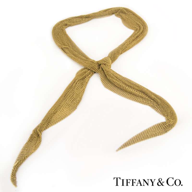 TIFFANY & CO., ELSA PERETTI, STERLING SILVER 'MESH SCARF' NECKLACE in  United States