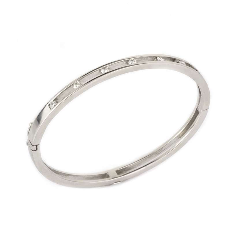 18k White Gold Diamond Set Bangle | Rich Diamonds