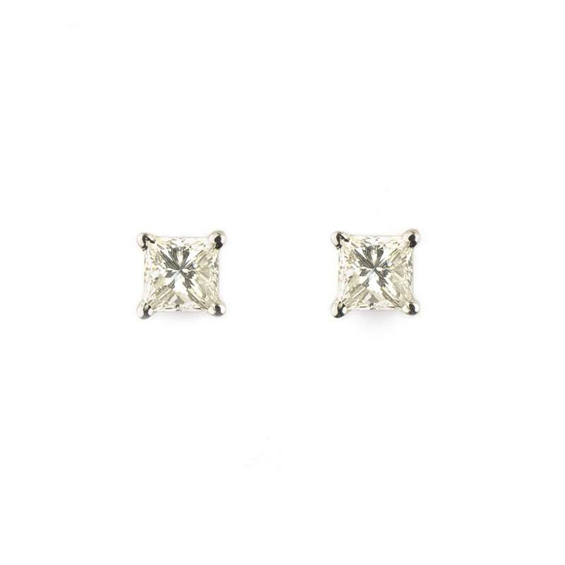 18k White Gold Princess Cut Diamond Studs 0.55ct H/V1 | Rich Diamonds