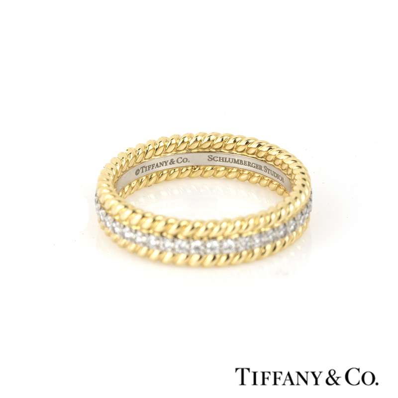 Tiffany & Co. Schlumberger Rope two-row ring with diamonds.