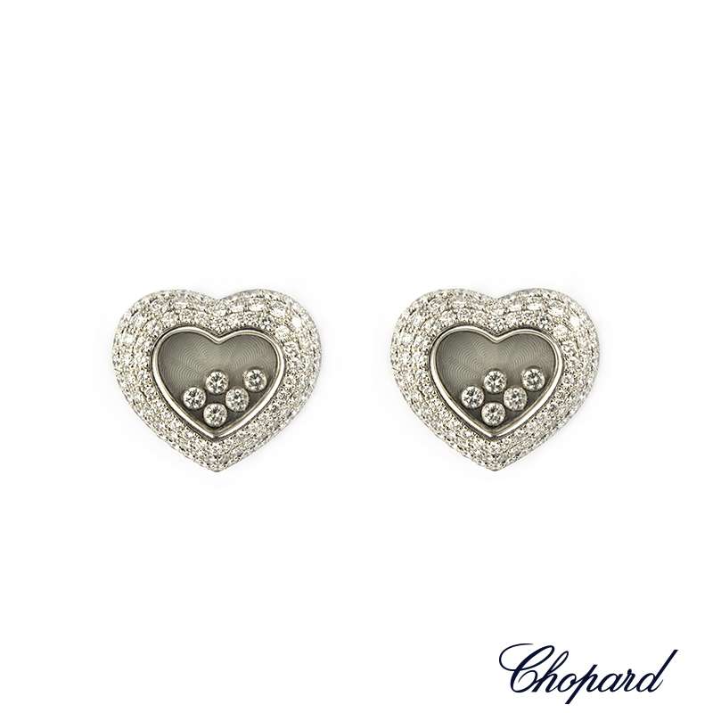 Chopard 18k White Gold Happy Diamonds Earrings 84 6602