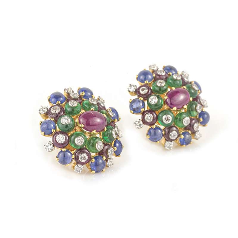 18k Yellow Gold Multi-Stone Earrings | Rich Diamonds