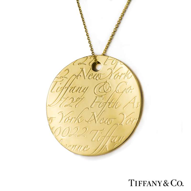 Tiffany & Co 18K Yellow Gold Circle Notes Letter K Pendant 18.25"  Necklace Boxed