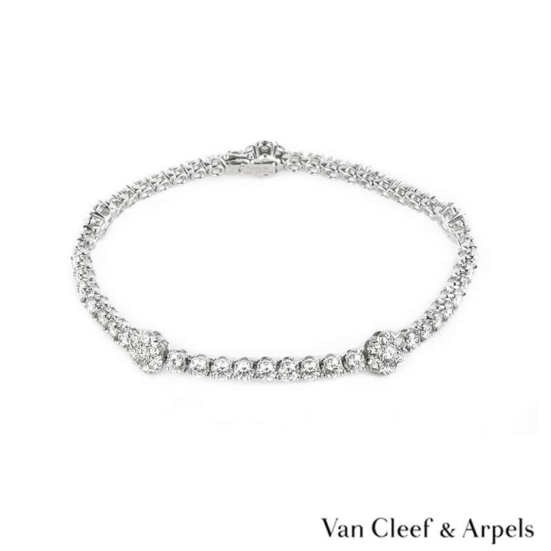 Van Cleef and Arpels 18k White Gold Diamond Fleurette Bracelet | Rich ...