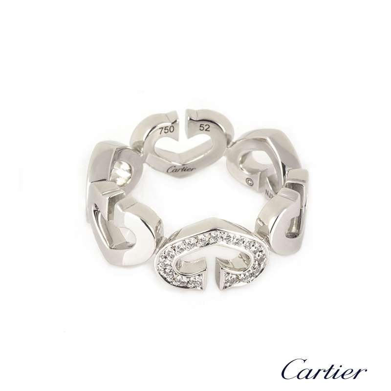 Cartier 18k White Gold C Heart of Cartier Ring | Rich Diamonds