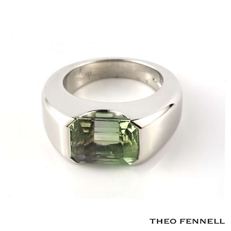 Theo Fennell 18k White Gold Tourmaline Arc Ring 7.87ct | Rich Diamonds