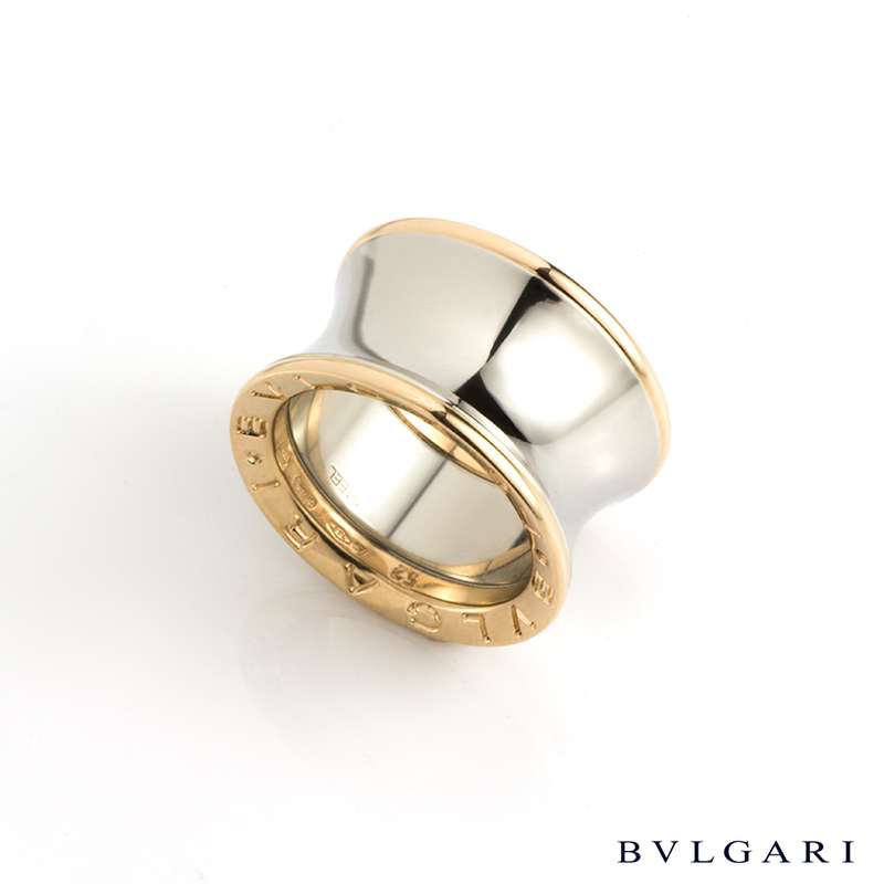 Bvlgari Steel And 18k Rose Gold B Zero1 Ring An Rich Diamonds