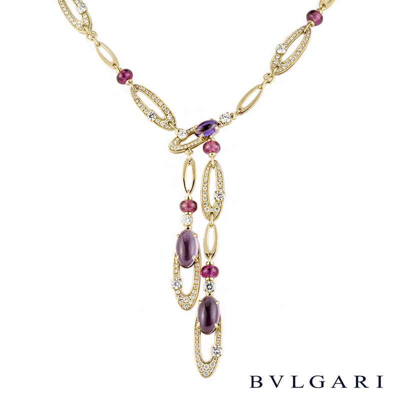 Bvlgari 18k Yellow Gold Multi Gemstone Elisia Necklace | Rich Diamonds