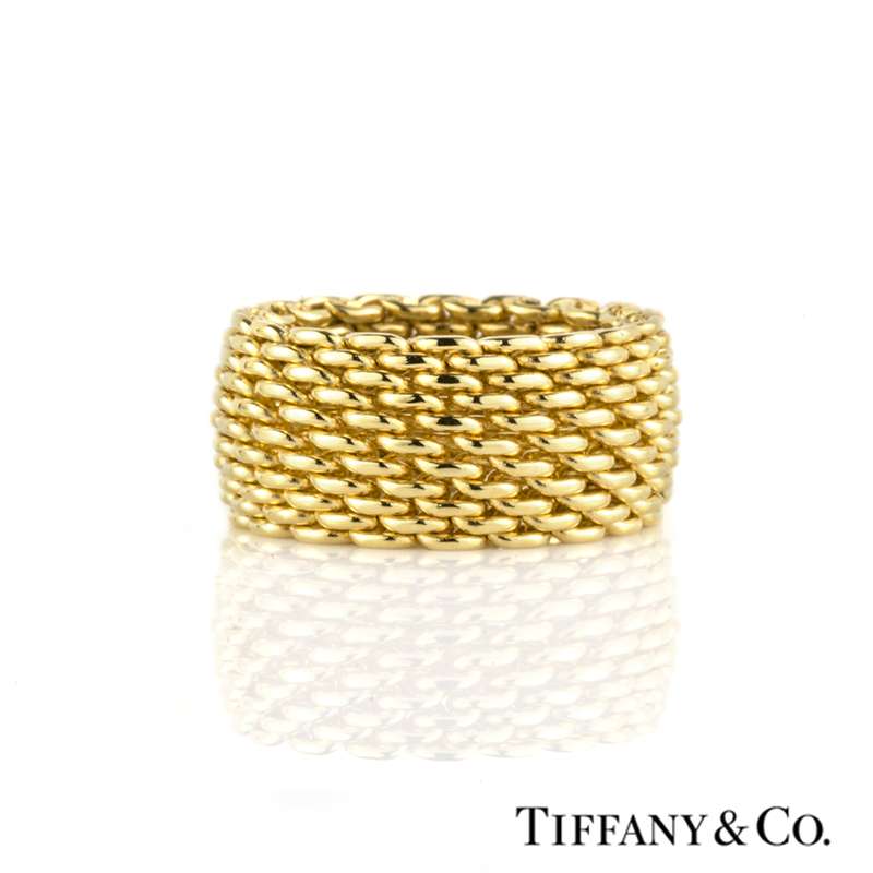 Tiffany & Co. Somerset 18K Yellow Gold & Diamond Mesh Ring
