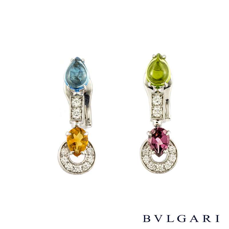Bvlgari 18k White Gold Multi-Gem Set Allegra Earrings OR853227 | Rich  Diamonds