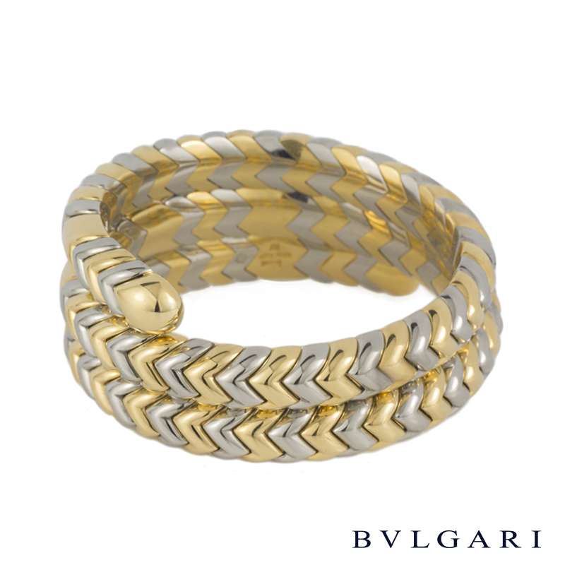 Bvlgari 18k Yellow Gold & Stainless Steel Spiga Bangle | Rich Diamonds