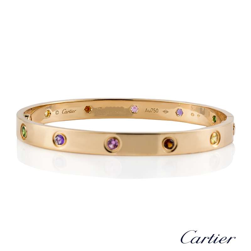 Cartier 18k Rose Gold Coloured Stones Love Bangle B&P B6036517 | Rich ...