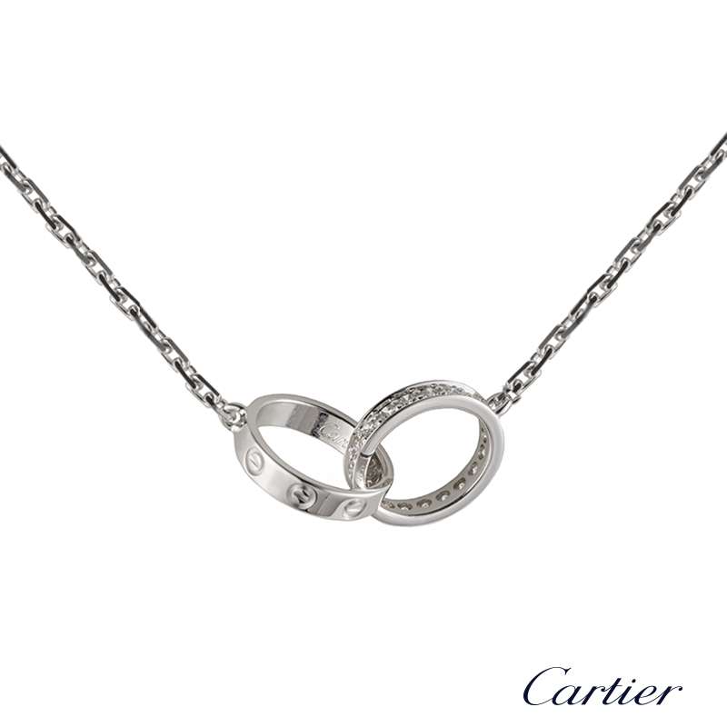 cartier love necklace white gold diamonds