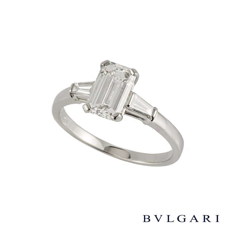Bvlgari Emerald Cut Diamond Griffe Ring in Platinum  G/VS1 B&P | Rich  Diamonds