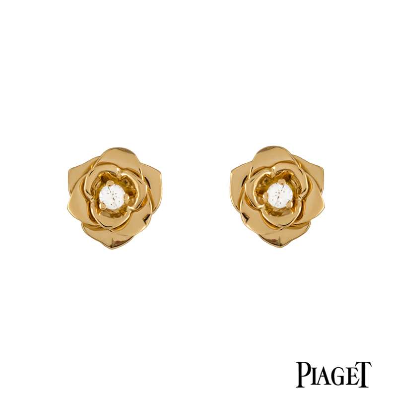 Piaget Rose Diamond 18k Rose Earrings Piaget