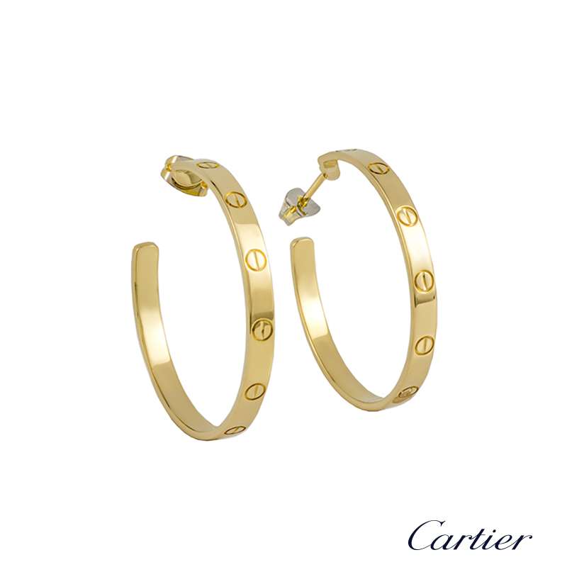 Cartier 18k Yellow Gold Love Earrings B800 Rich Diamonds