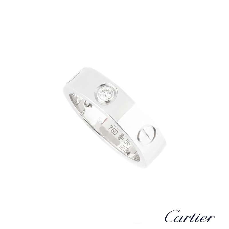 Cartier 18k White Gold Half Diamond Love Ring Size 56 B P B4032500