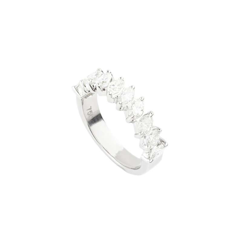 18k White Gold Marquise Cut Diamond Half Eternity Ring 1.52ct I/VS1 ...