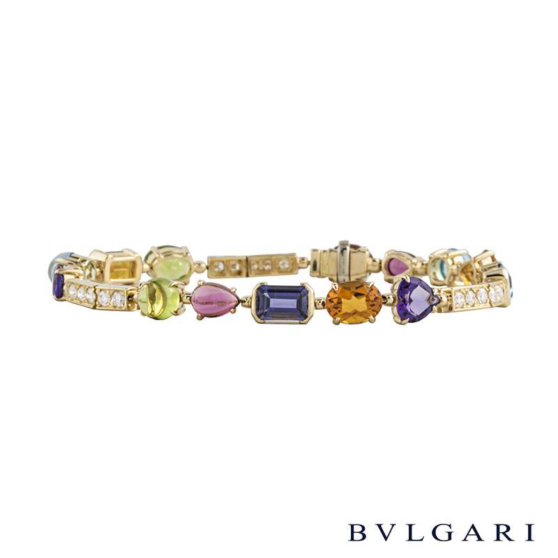 Bvlgari 18k Yellow Gold Multi Gem Allegra Bracelet BR852142 | Rich Diamonds