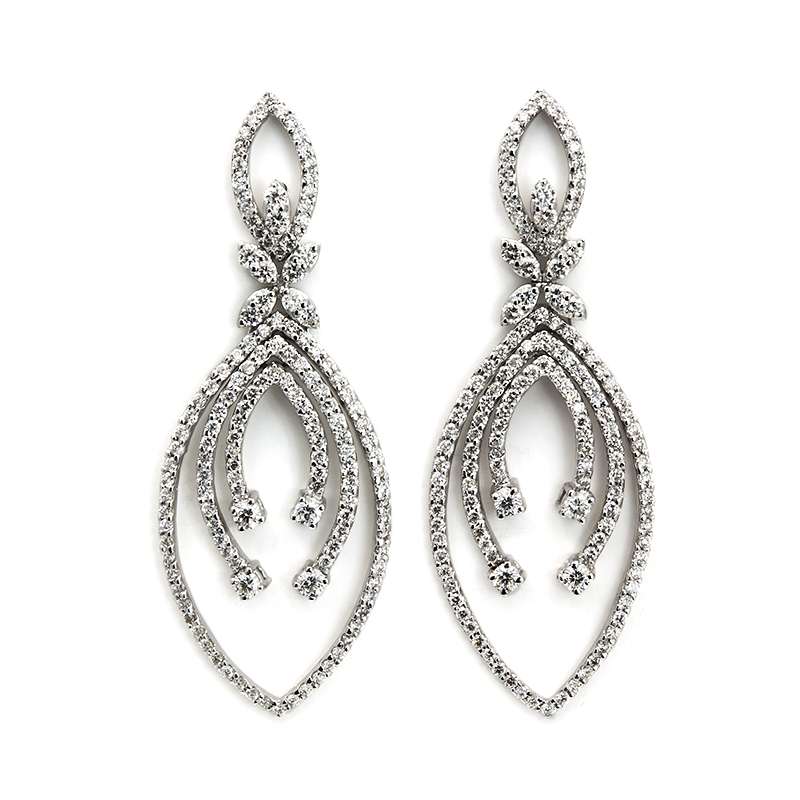 18k White Gold Diamond Drop Earrings 4.97ct | Rich Diamonds