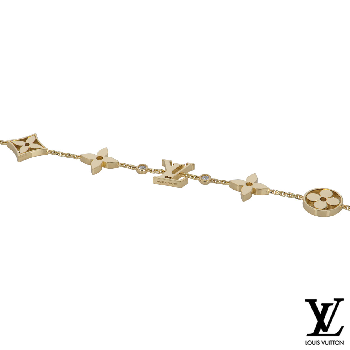 Louis Vuitton Idylle Blossom Twist Bracelet, Yellow Gold and Diamonds Gold. Size S