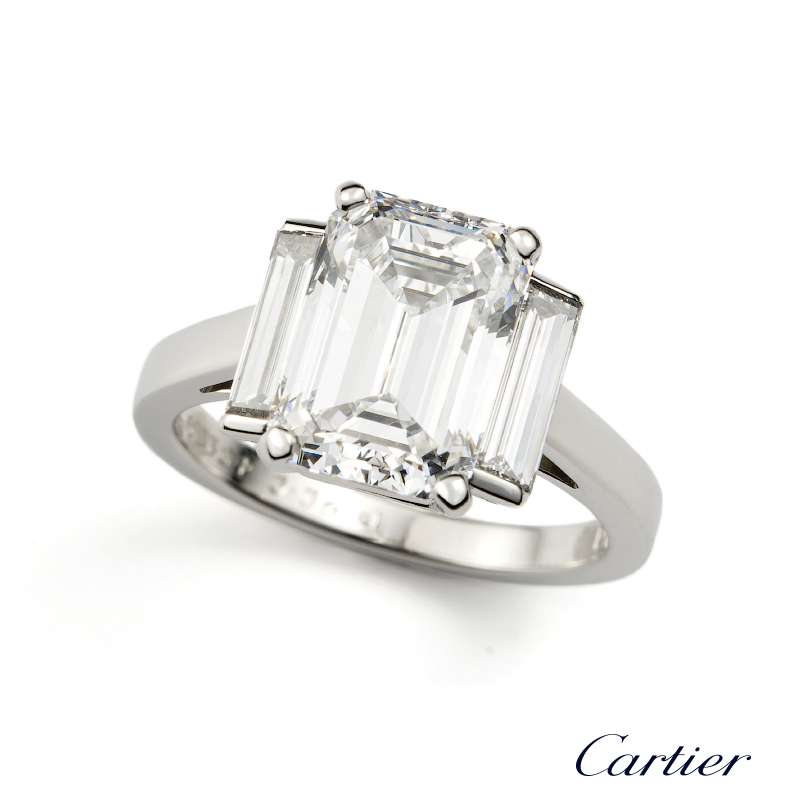 cartier emerald cut diamond rings