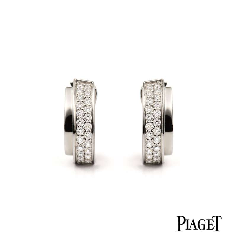 18k White Gold Piaget Possession Diamond Earrings 1.08ct Total