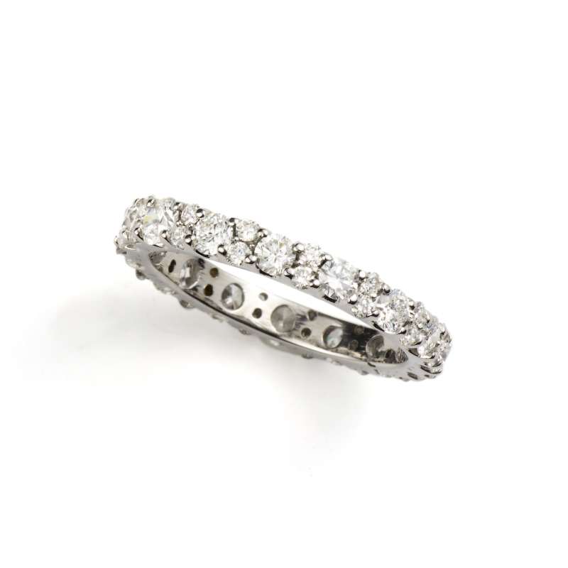 18k White Gold Round Brilliant Cut Diamond Full Eternity Ring 2.50ct ...