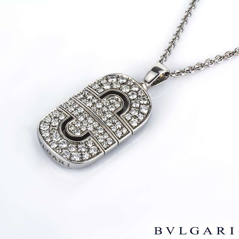 Bvlgari 18k White Gold Parentesi Diamond Pendant | Rich Diamonds