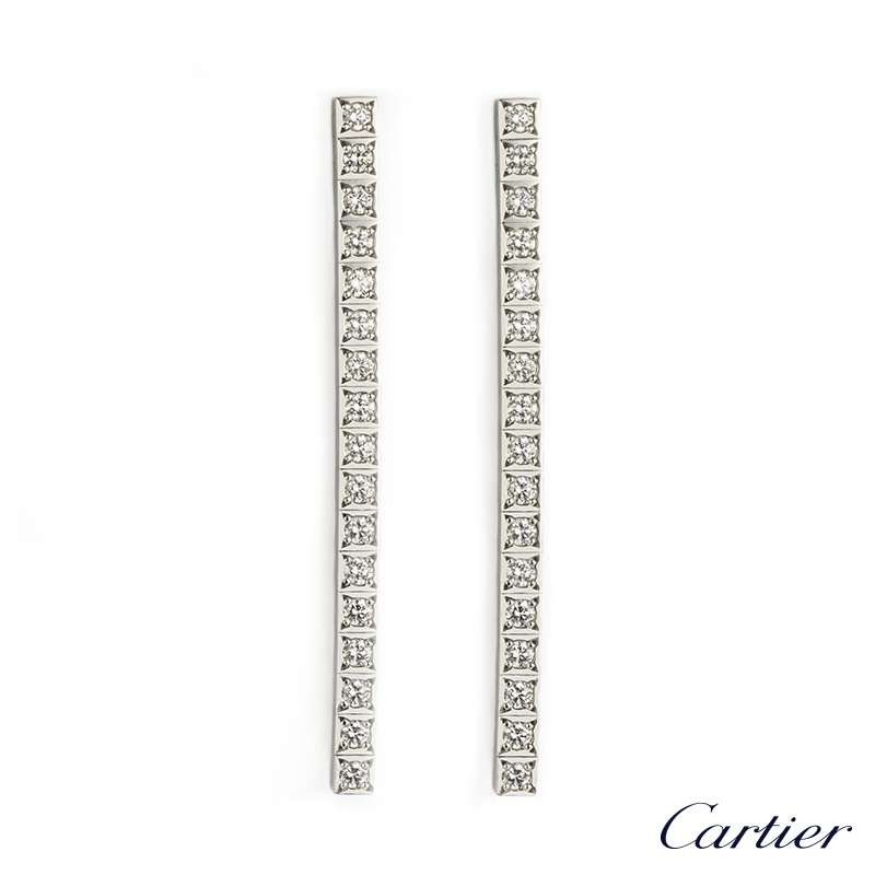 Cartier 18k White Gold Diamond Lanieres Earrings