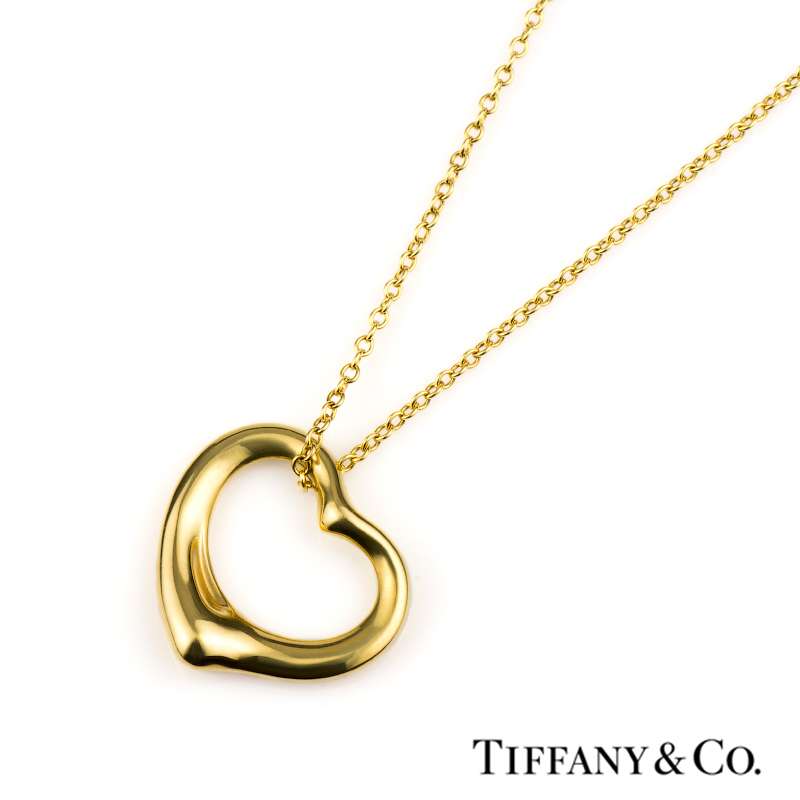 18k Yellow Gold Tiffany & Co Open Heart Pendant by Elsa Peretti | Rich ...