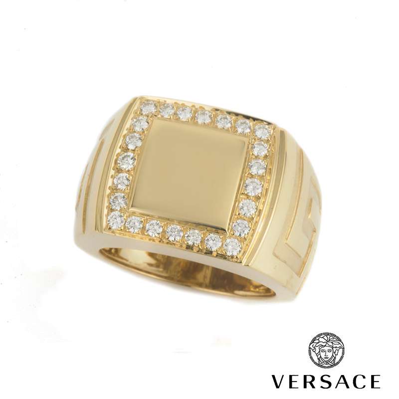 Versace 18k Yellow Gold Diamond Ring 