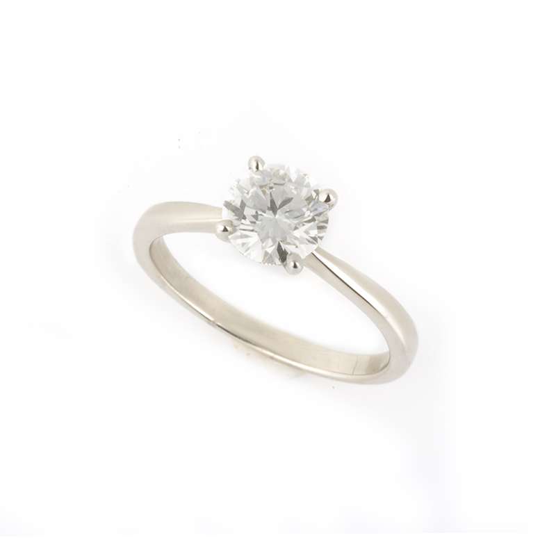 18k White Gold Round Brilliant Cut Diamond Ring 109ct Fvvs2 Rich Diamonds