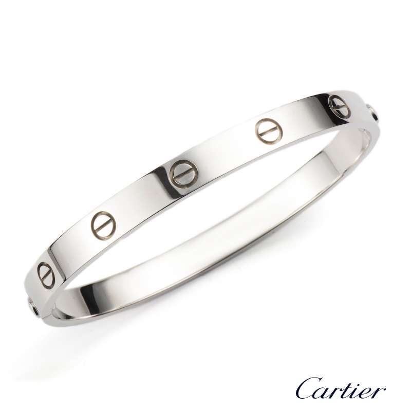 Cartier 18k White Gold Love Bangle Bracelet Size 17. B6005800