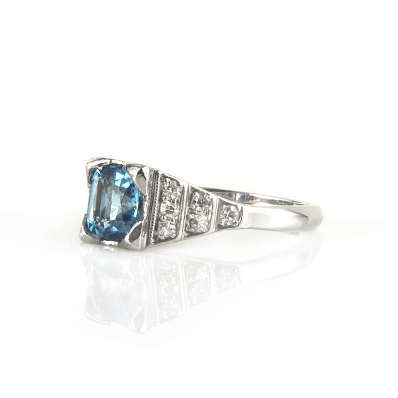 18k White Gold Topaz and Diamond Ring 1.60ct | Rich Diamonds