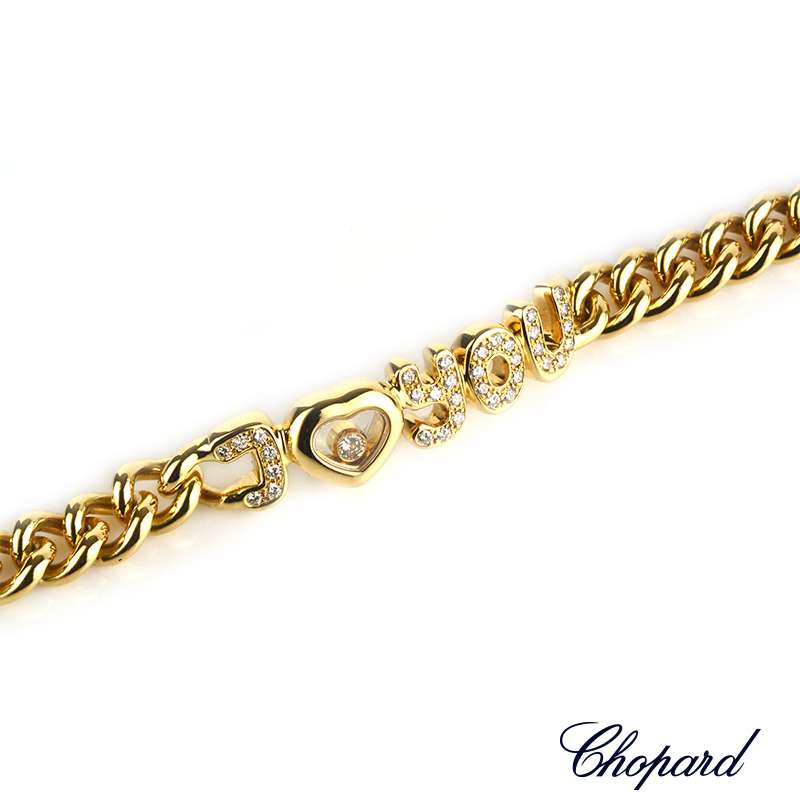 Chopard 18 Karat Yellow Gold Happy Diamonds I Love You Bracelet