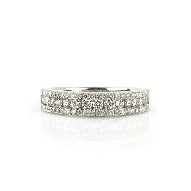 18k White Gold Half Diamond Ring 0.75ct G/VS2 | Rich Diamonds