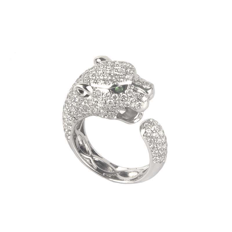 18k White Gold Diamond Set Panther Ring 2.75ct | Rich Diamonds