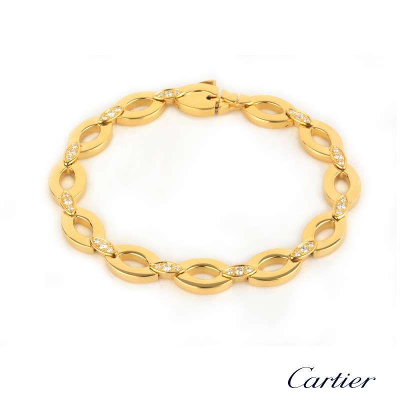 Cartier 18k Yellow Gold Diamond Set Bracelet | Rich Diamonds