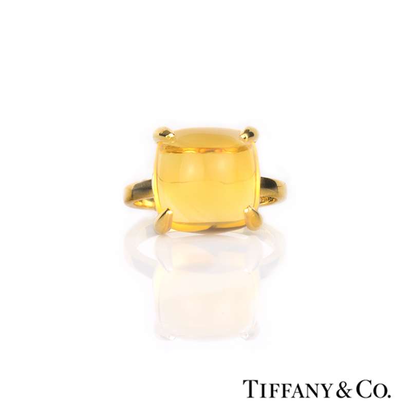 Tiffany And Co 18k Yellow Gold Citrine Paloma Picasso Sugar Stack Ring Rich Diamonds