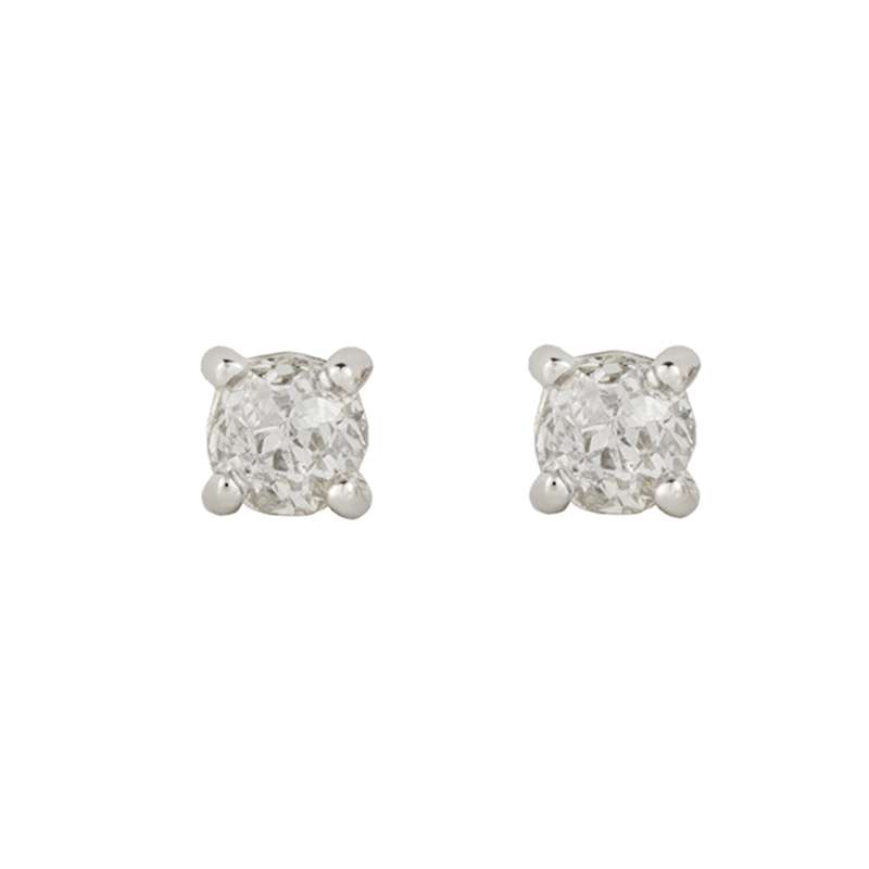 18k White Gold Old Cut Diamond Earstuds 0.50ct H/SI1 | Rich Diamonds